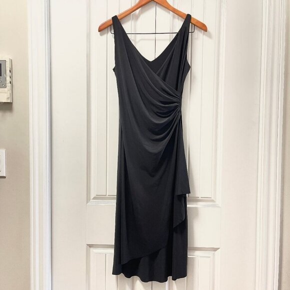 Vintage Draped V-neck Sleevless Dress Black – XS/S - Picture 1 of 11